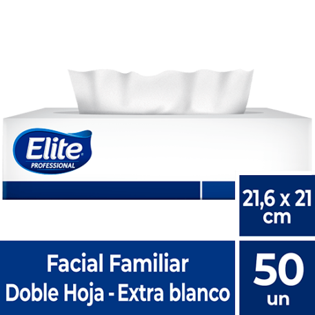 Facial Doble Hoja 21x21Cm Elite 50 Uds.